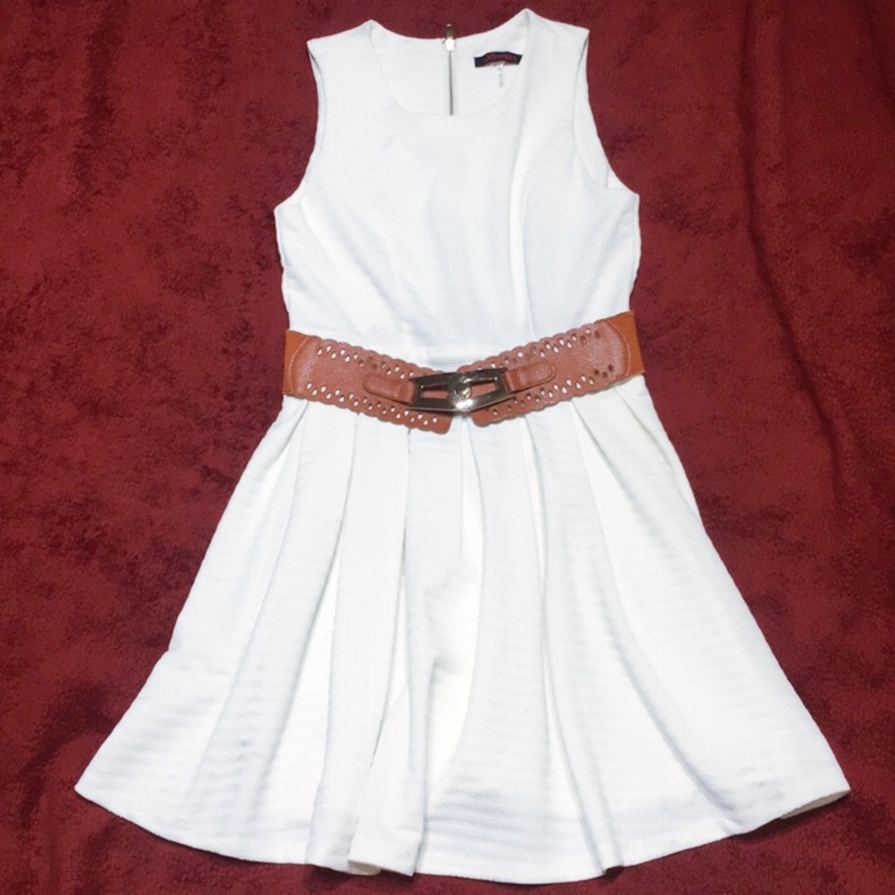 White skater dress with belt